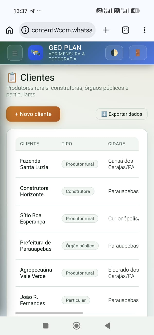 Sistema real desenvolvido pela PINEAL — captura em celular
