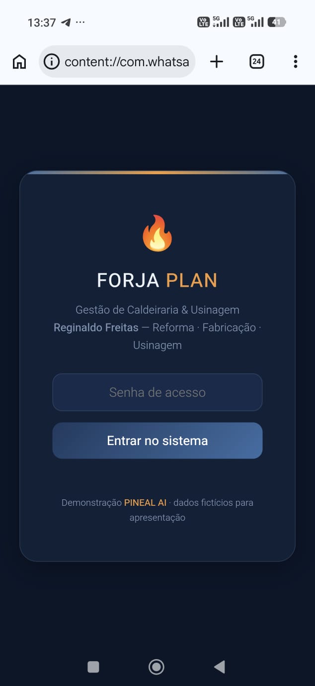 Sistema real desenvolvido pela PINEAL — captura em celular