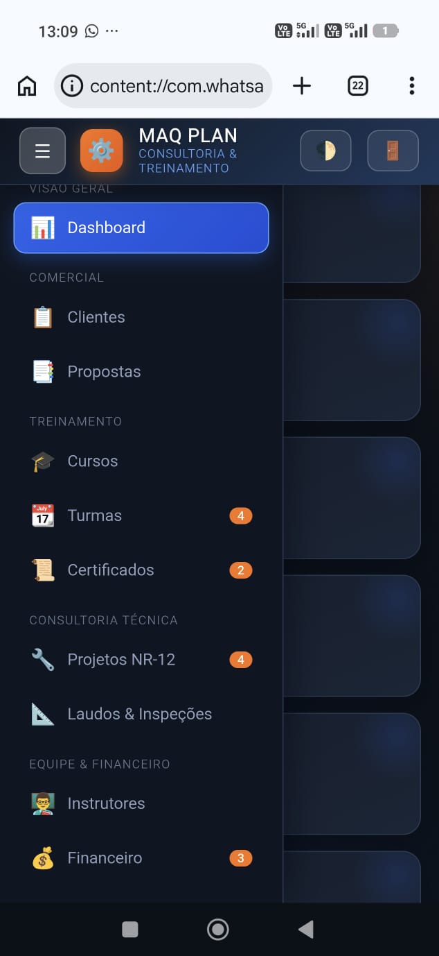 Sistema real desenvolvido pela PINEAL — captura em celular