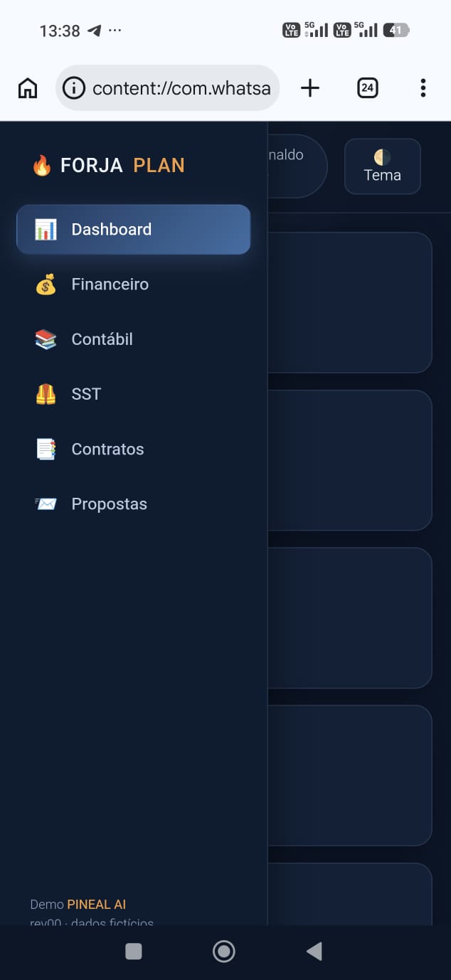 Sistema real desenvolvido pela PINEAL — captura em celular