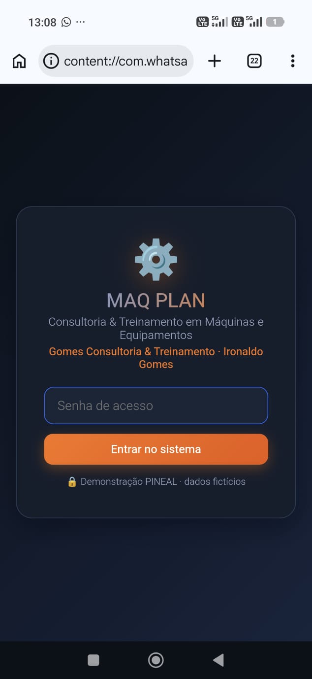 Sistema real desenvolvido pela PINEAL — captura em celular